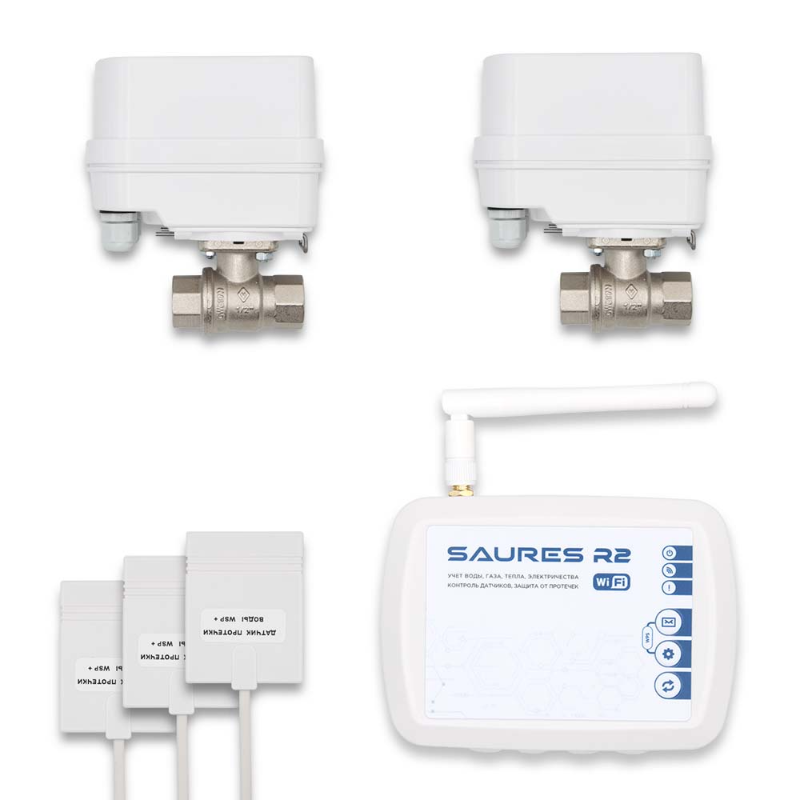 Защита от протечки SAURES Wi-Fi: комплектация Оптима Аквастоп 3/4" Защита от протечки SAURES Wi-Fi: комплектация Оптима Аквастоп 3/4"